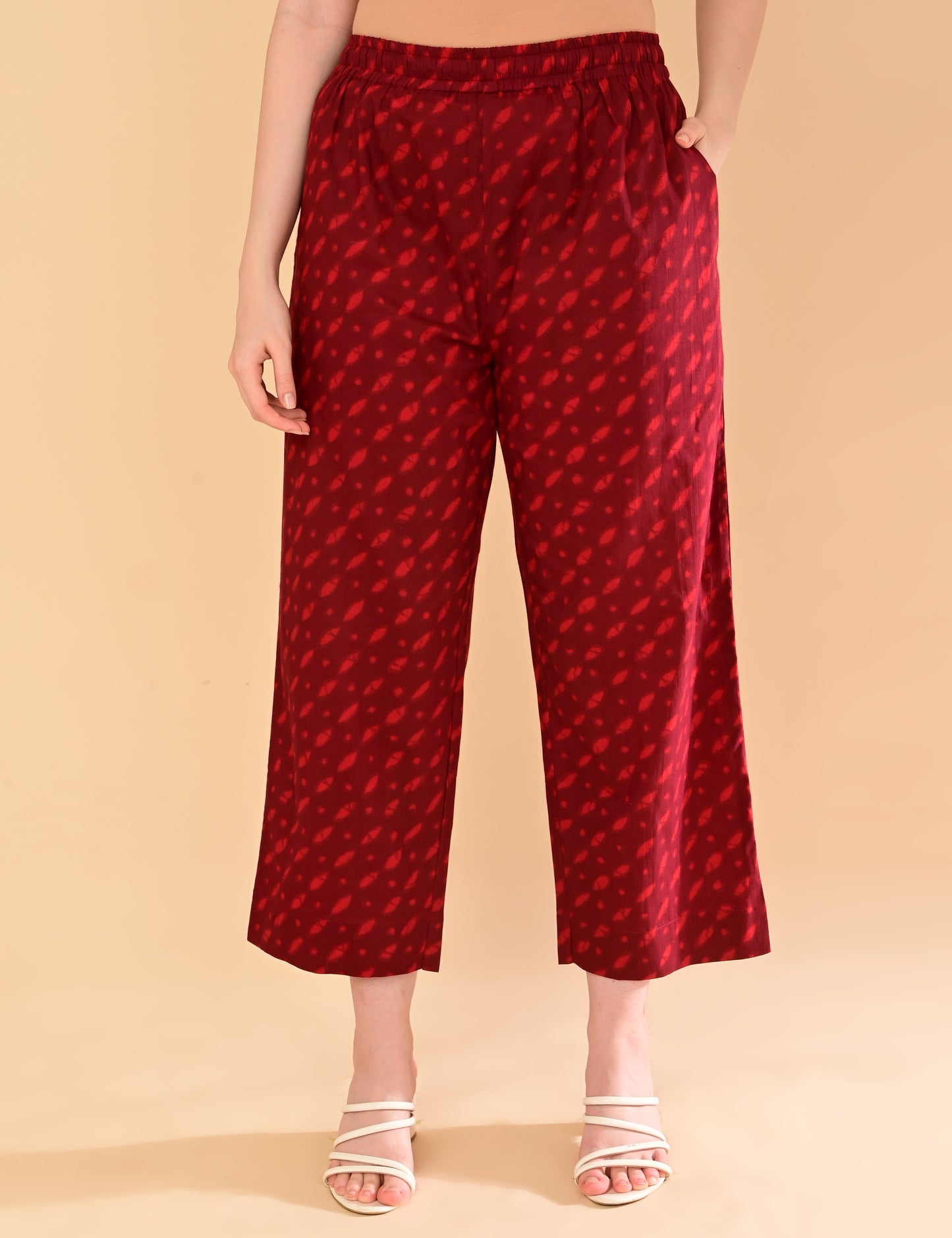 Aaradhya Wine Handblock Suit Set