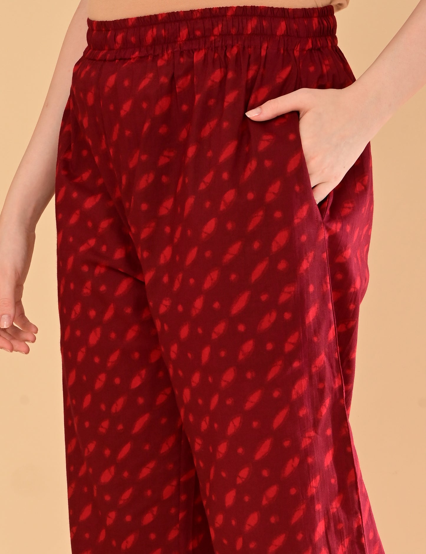 Aaradhya Wine Handblock Suit Set