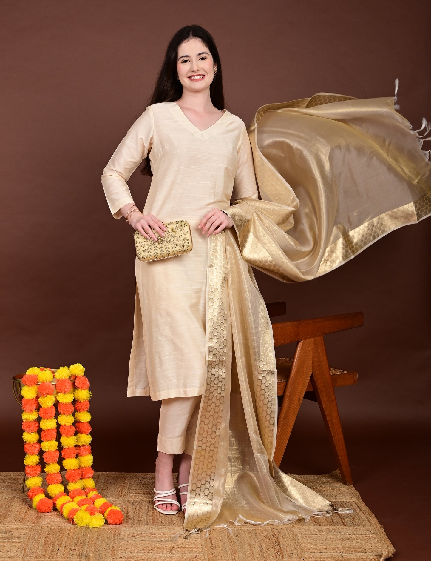 Anagha Gold Tissue Silk Cotton Set