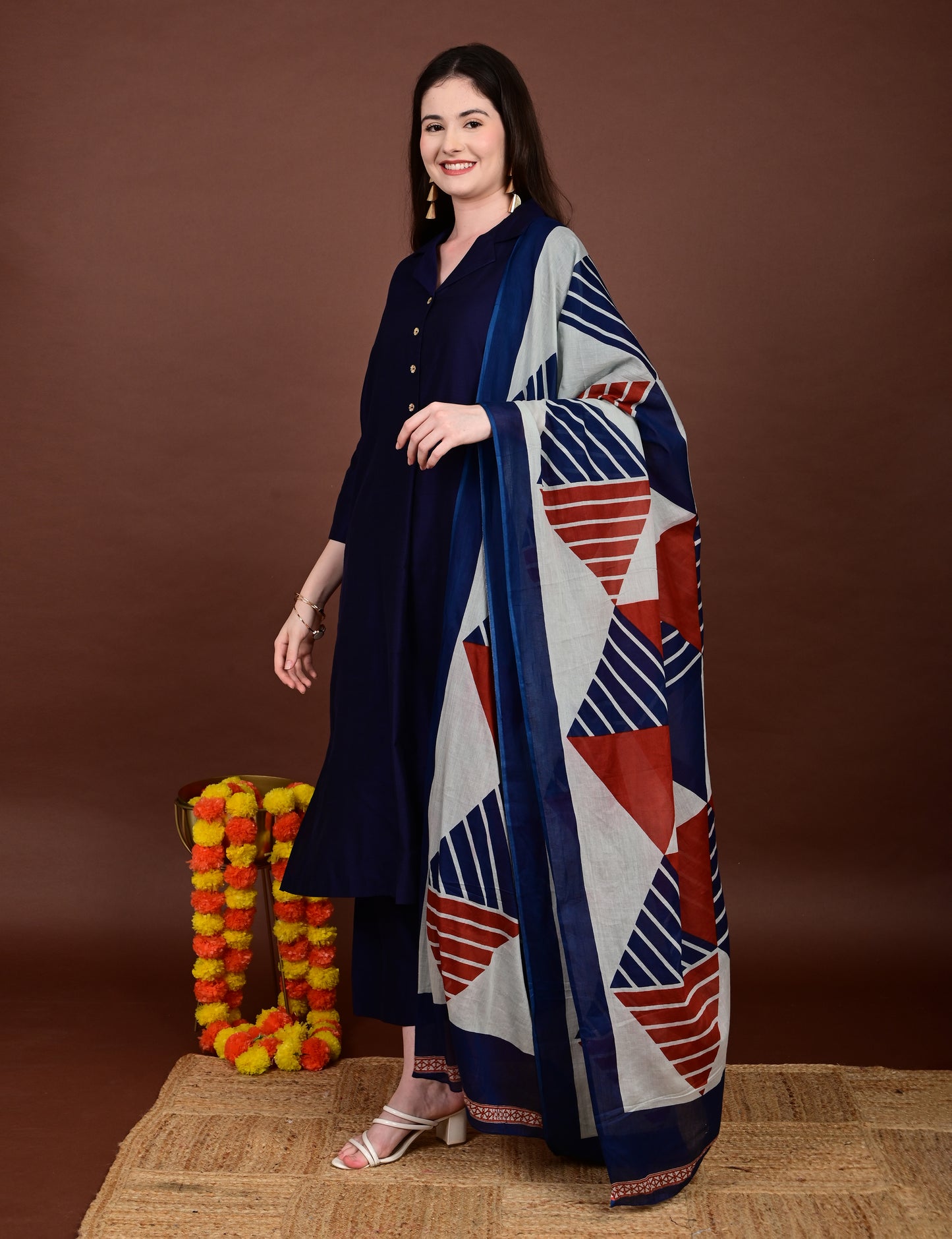 Meher Indigo Elegance Silk Cotton Set