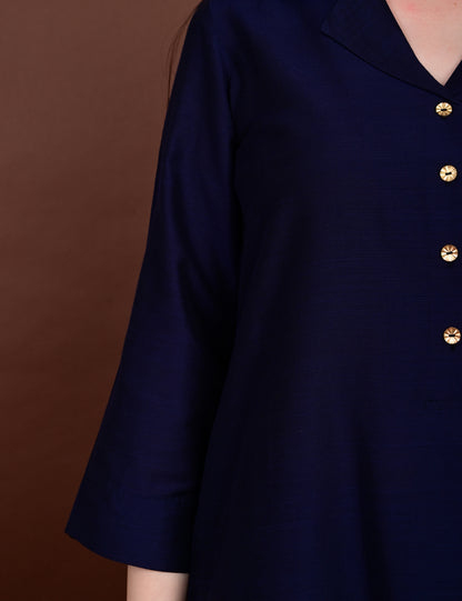 Meher Indigo Elegance Silk Cotton Set
