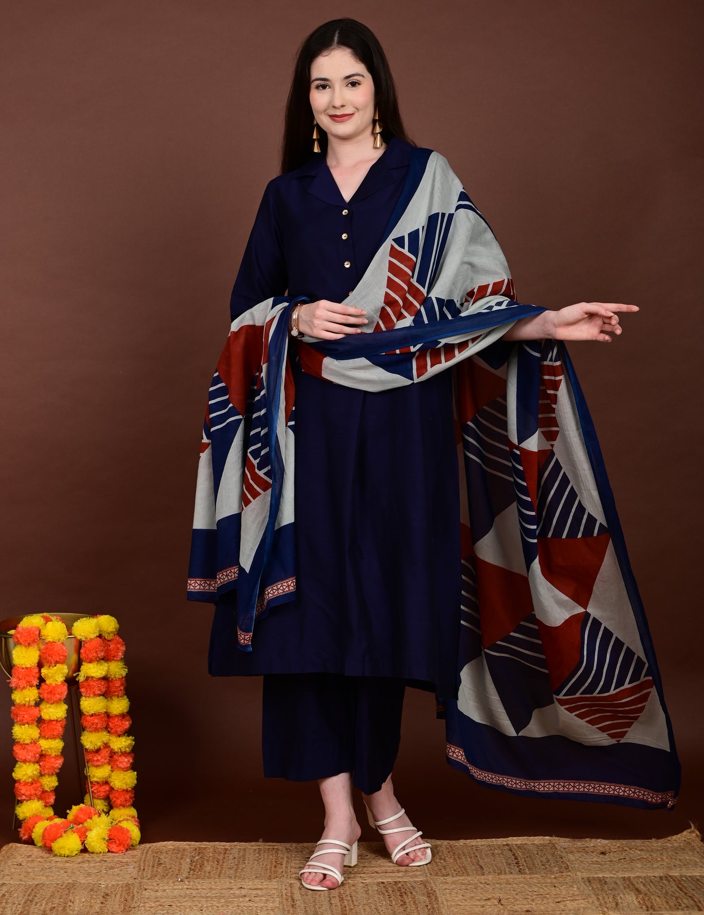 Meher Indigo Elegance Silk Cotton Set