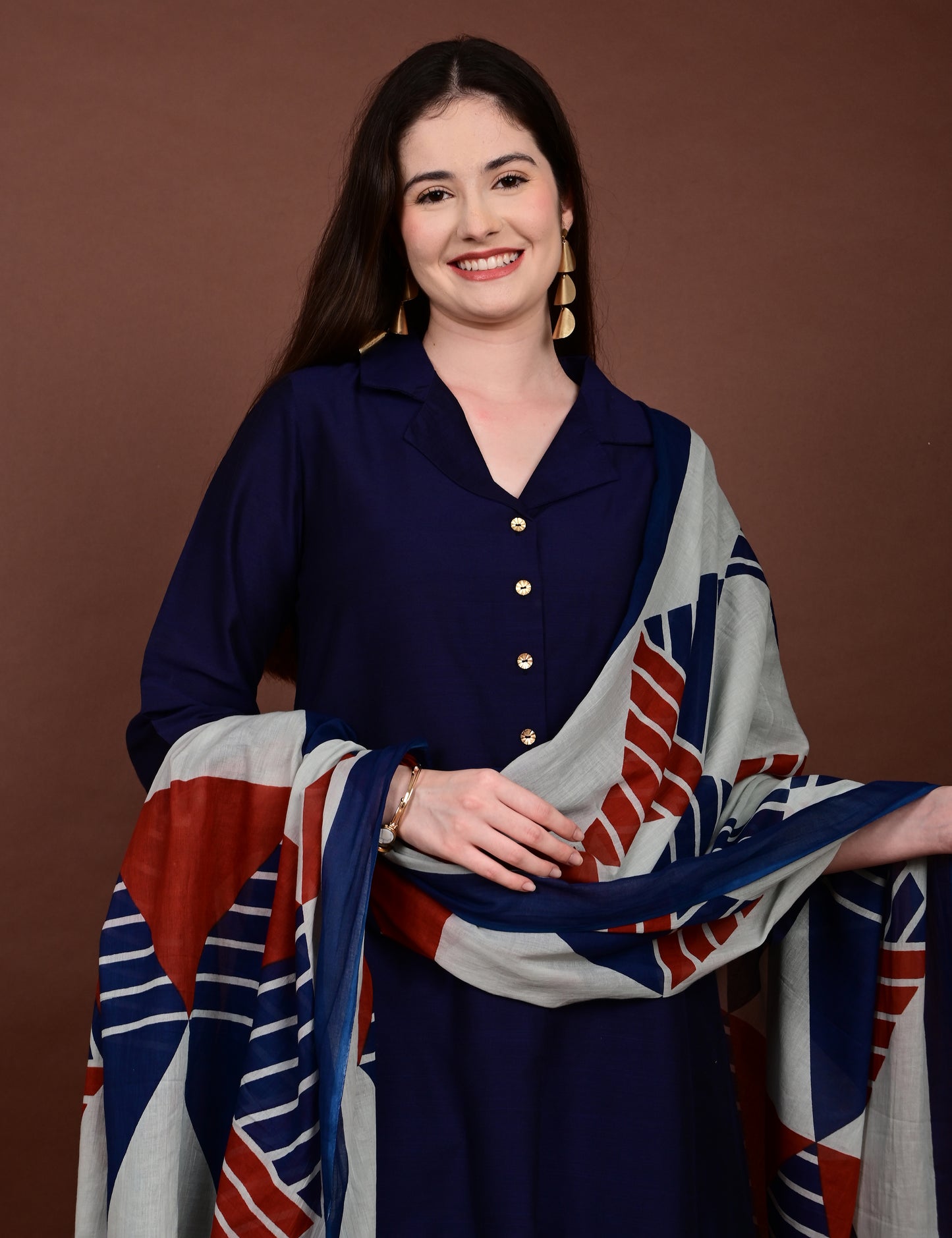Meher Indigo Elegance Silk Cotton Set