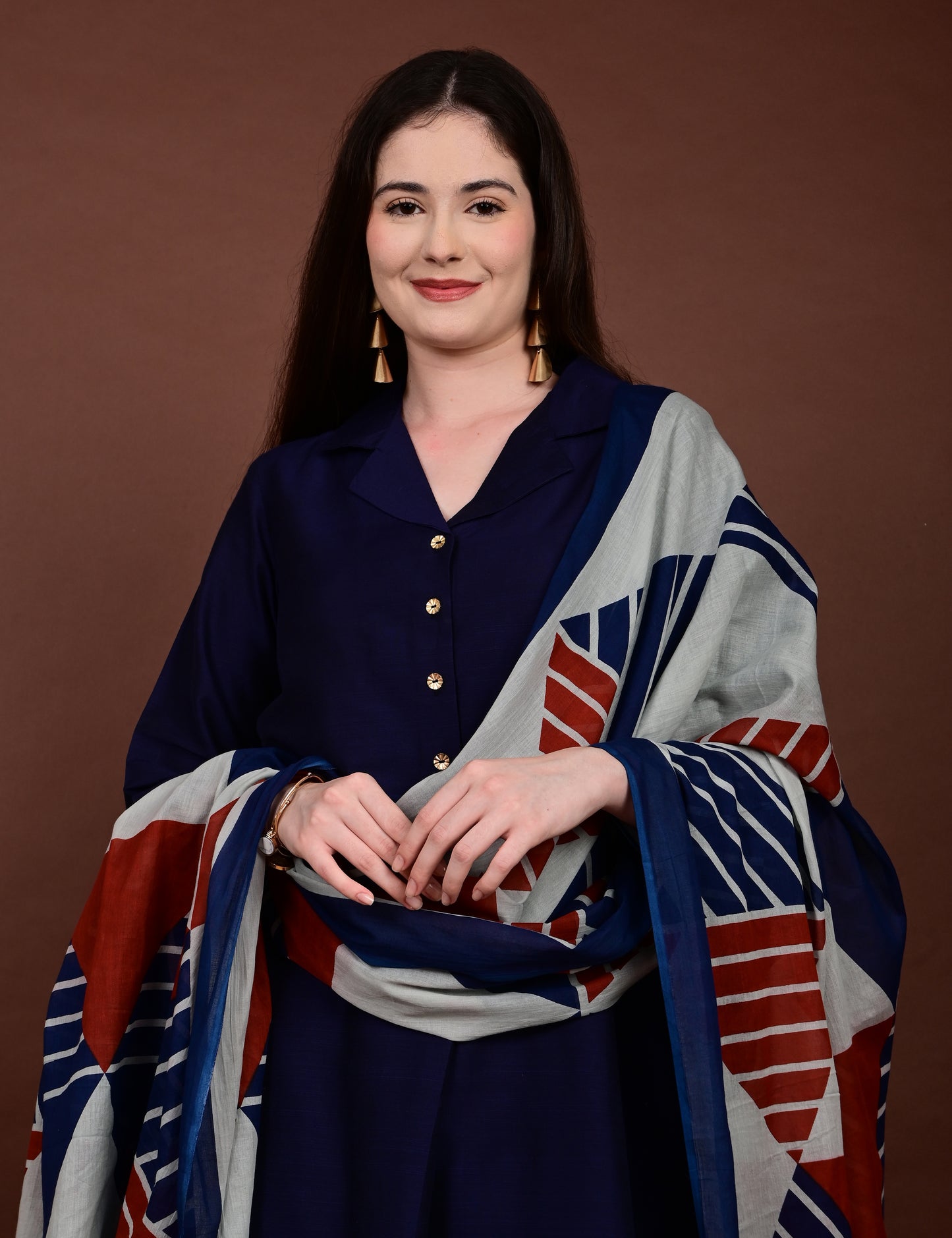 Meher Indigo Elegance Silk Cotton Set