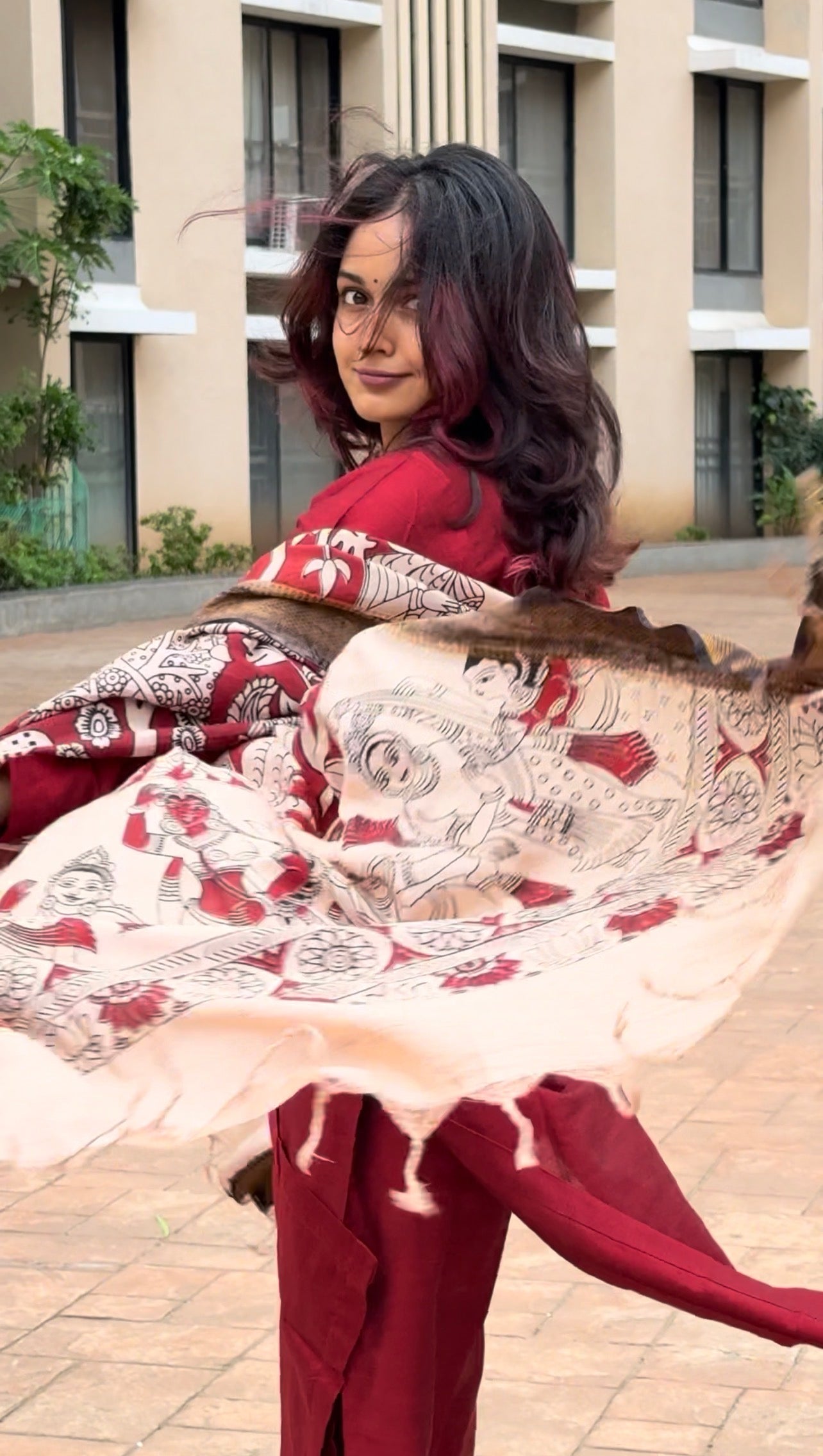 Raaga - Maroon Silk cotton set