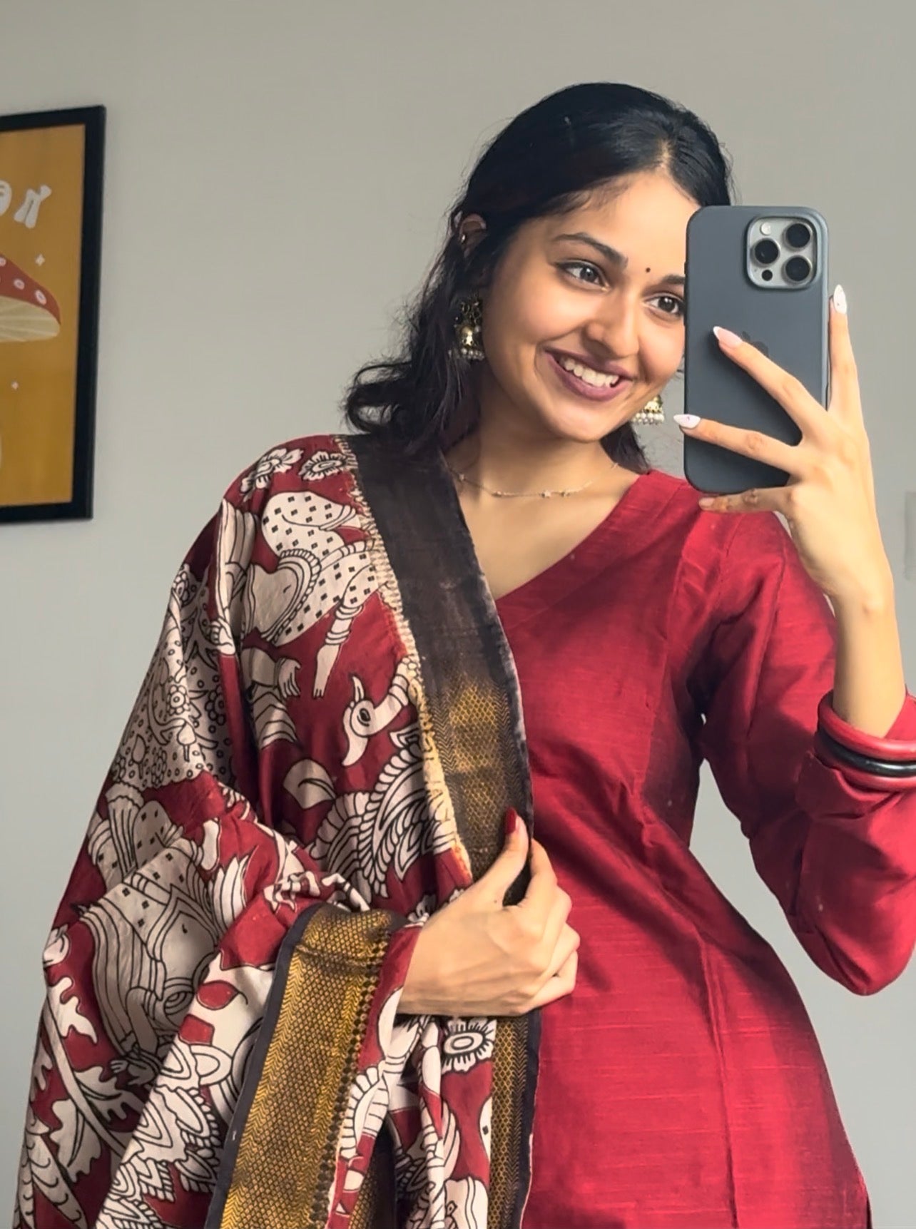Raaga - Maroon Silk cotton set