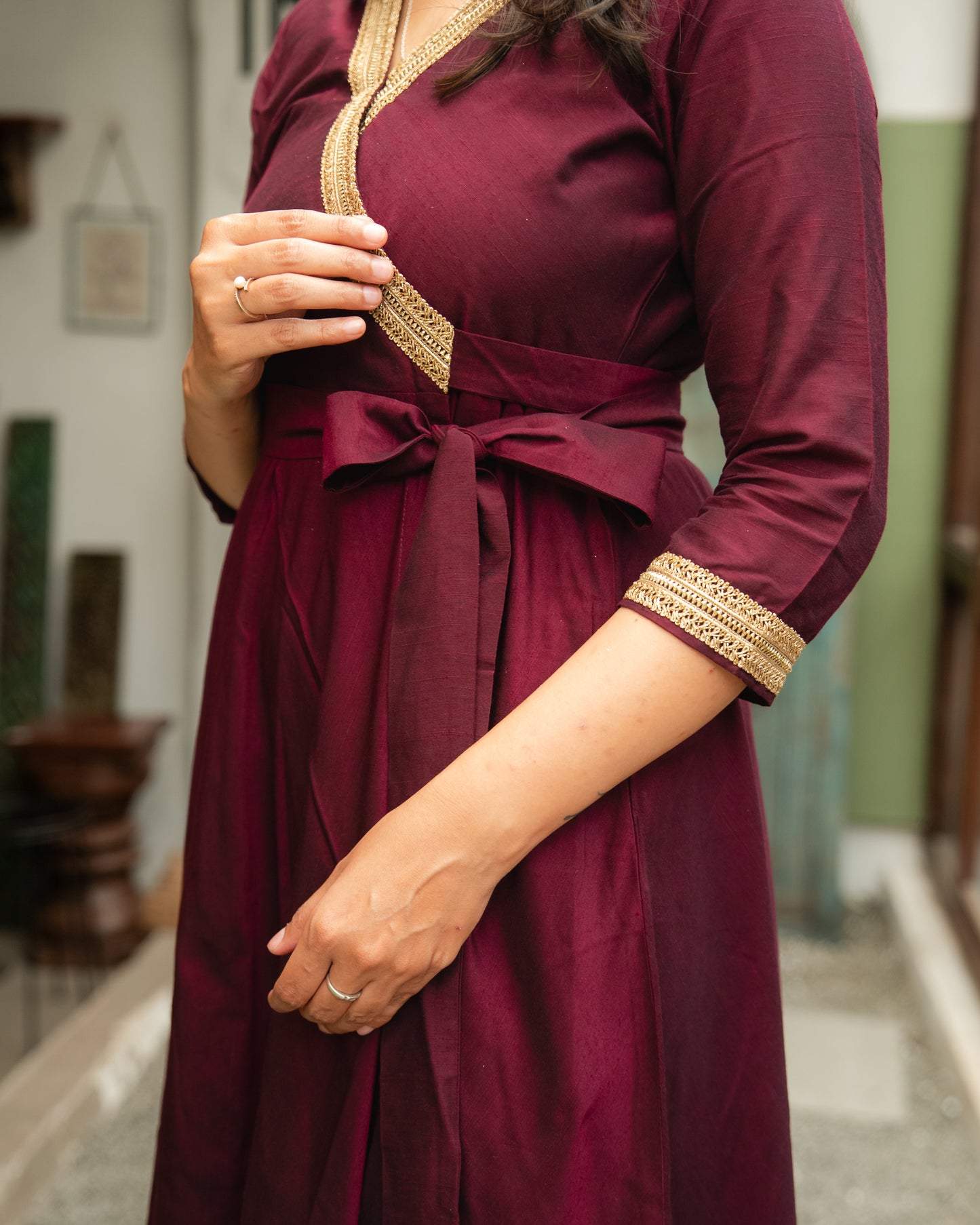 Silk cotton Anarkali coord set side view