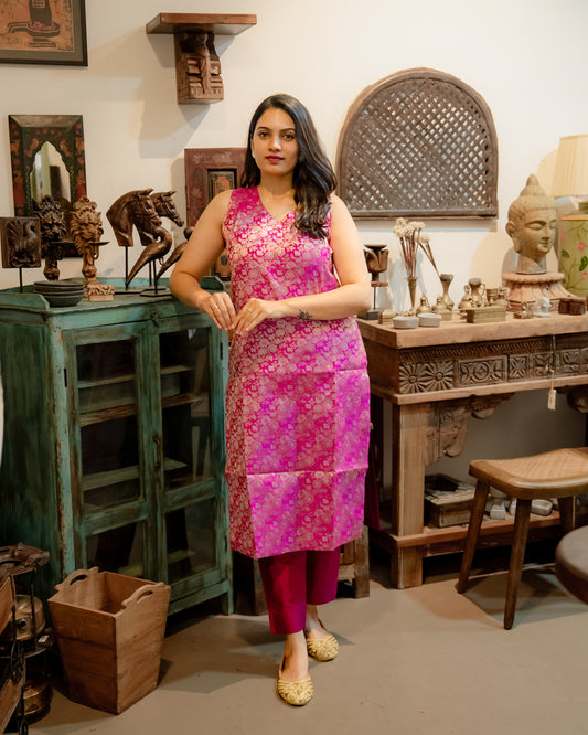 Kavya - Brocade Coord Set - Pink