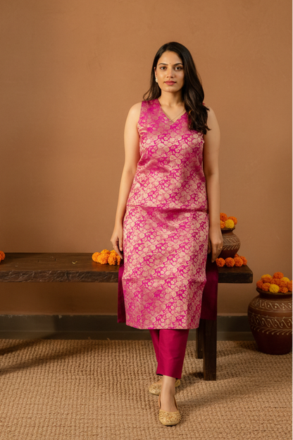 Kavya - Brocade Coord Set - Pink
