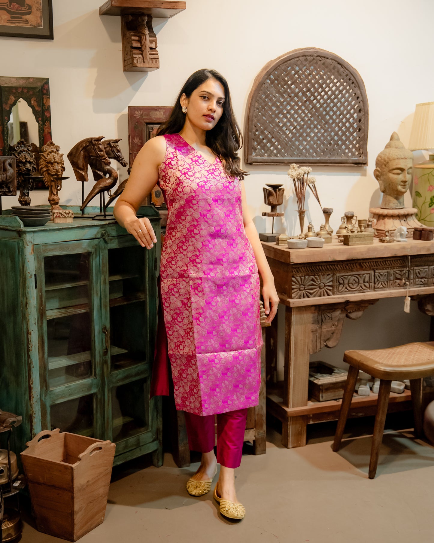 Kavya - Brocade Coord Set - Pink