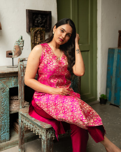 Kavya - Brocade Coord Set - Pink