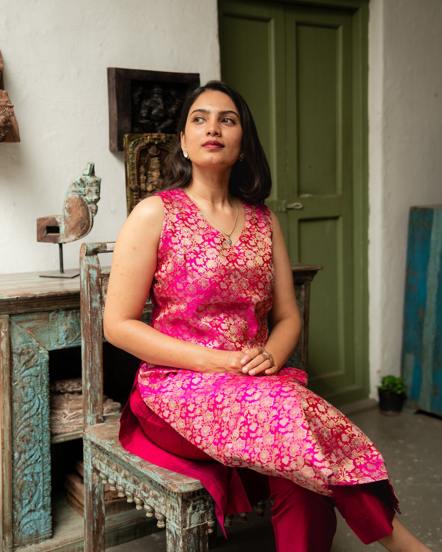 Kavya - Brocade Coord Set - Pink