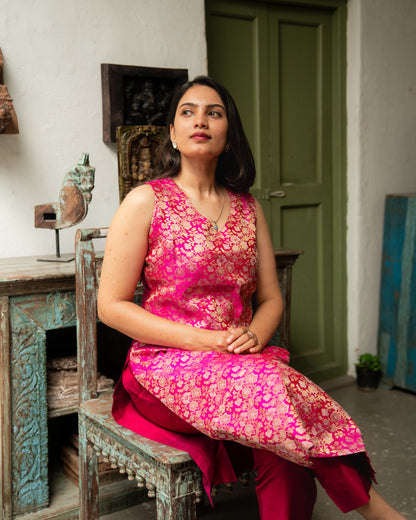 Kavya - Brocade Coord Set - Pink