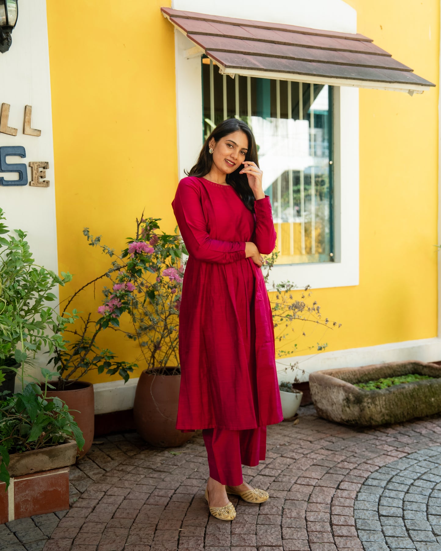 Madhurika - Classic Silk cotton Coord Set - Pink
