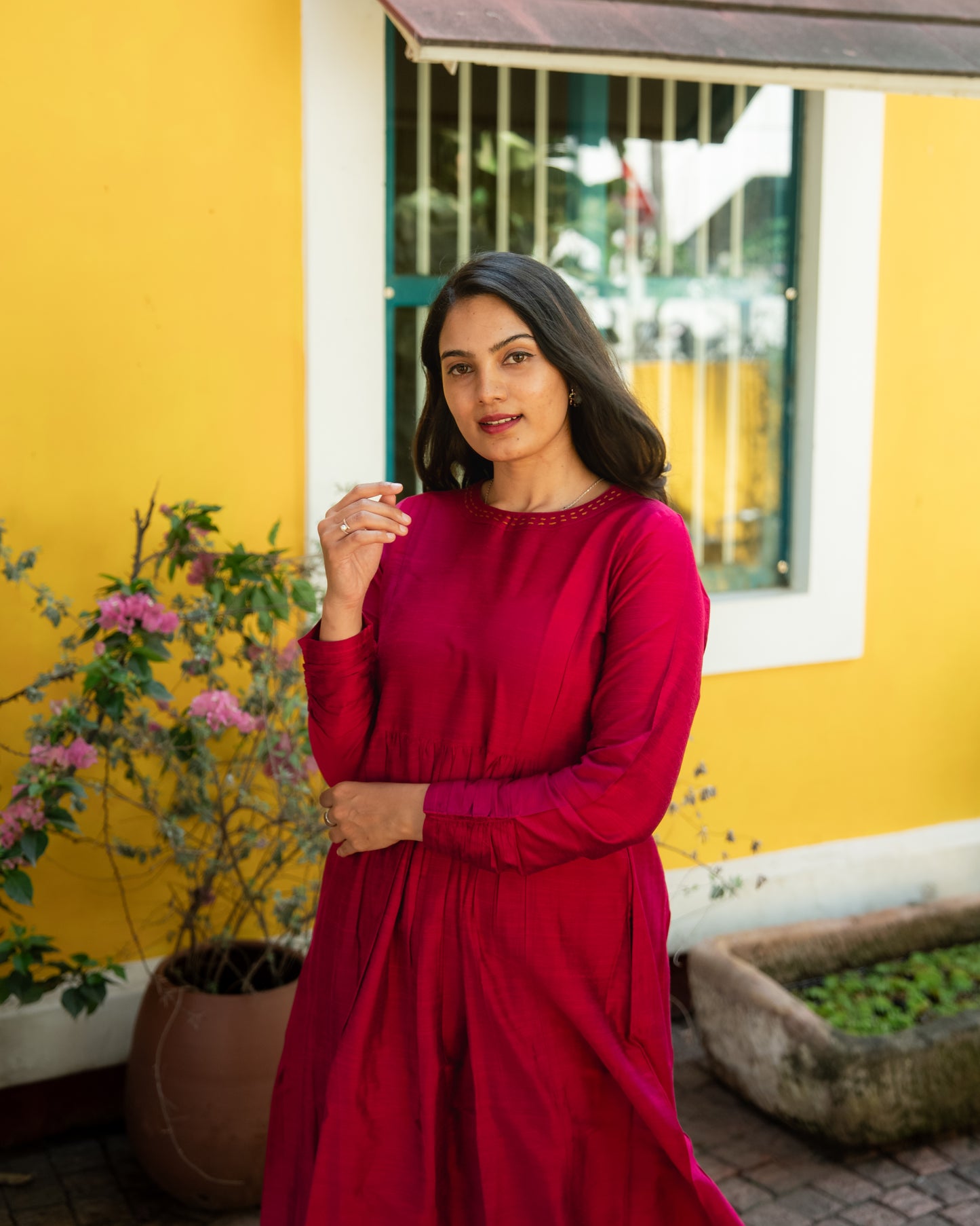 Madhurika - Classic Silk cotton Coord Set - Pink