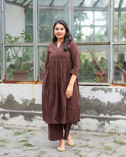 Nithya - Premium Cotton Coord Set - Brown