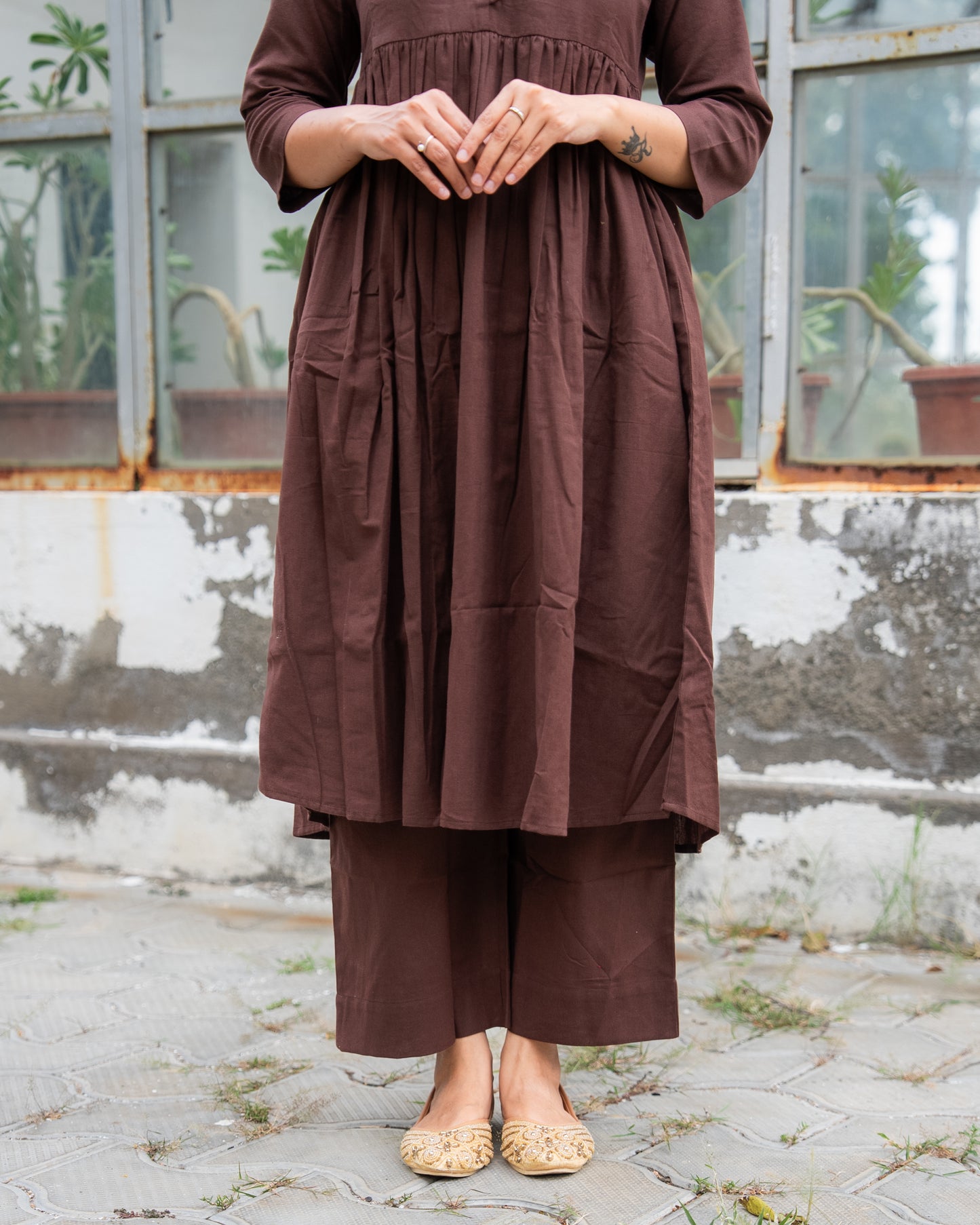 Nithya - Premium Cotton Coord Set - Brown