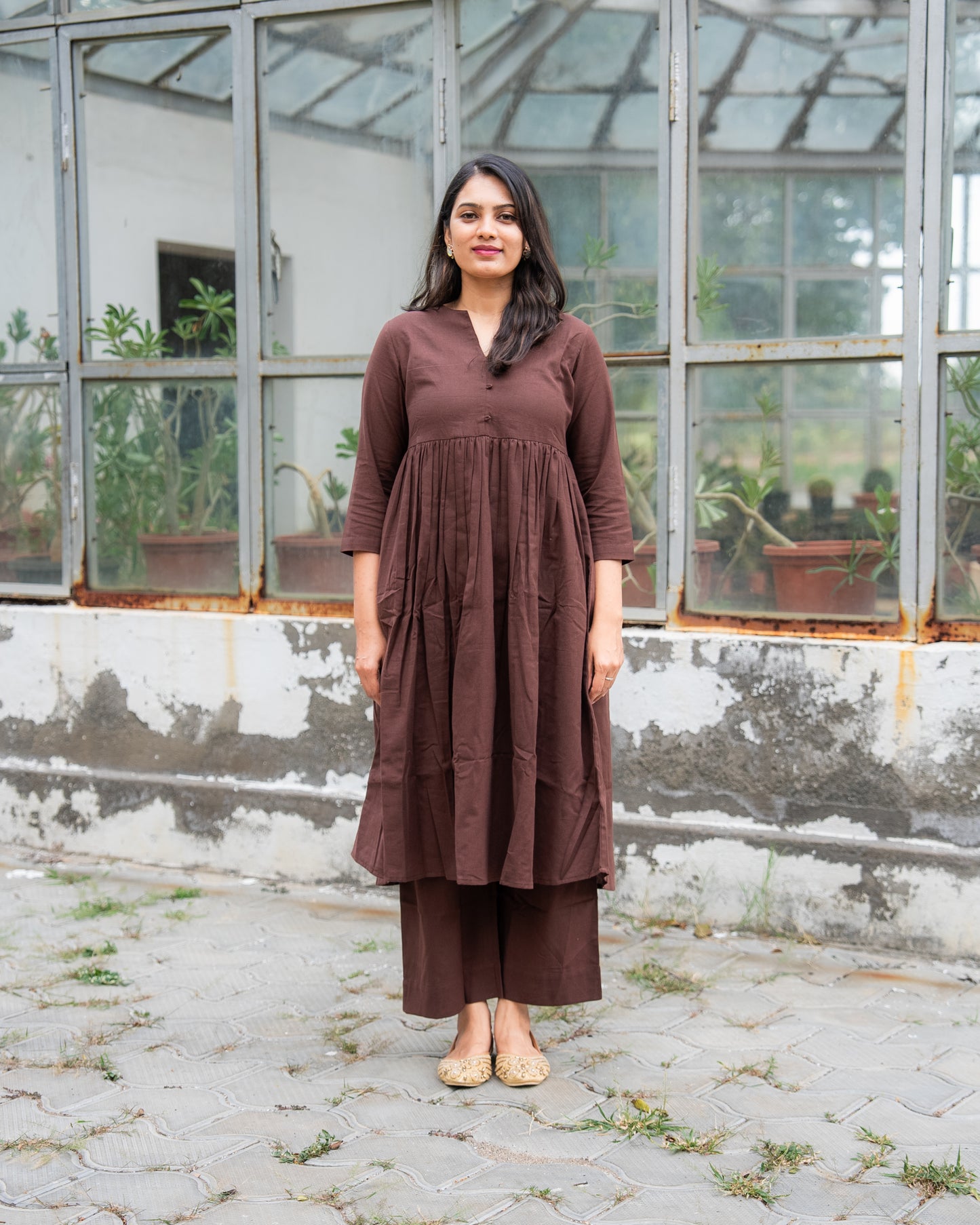 Nithya - Premium Cotton Coord Set - Brown