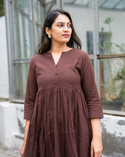 Nithya - Premium Cotton Coord Set - Brown