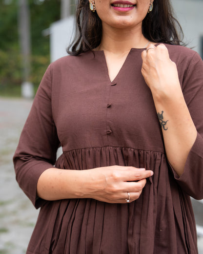 Nithya - Premium Cotton Coord Set - Brown