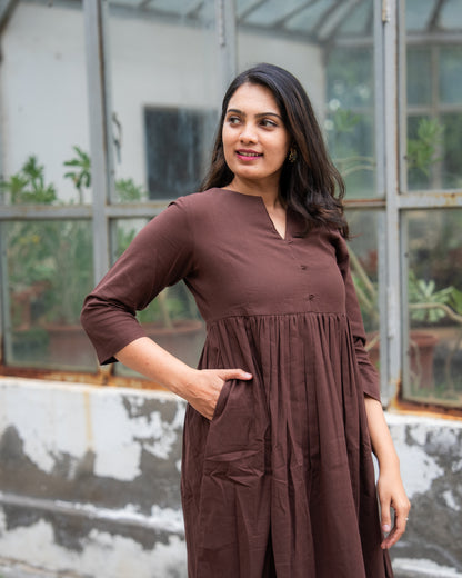 Nithya - Premium Cotton Coord Set - Brown