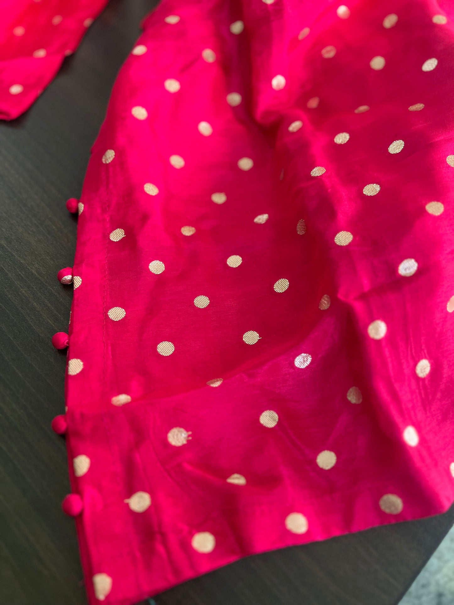 Laksya  - Premium Maslin Hand work kurti set with weaving butties - Pink