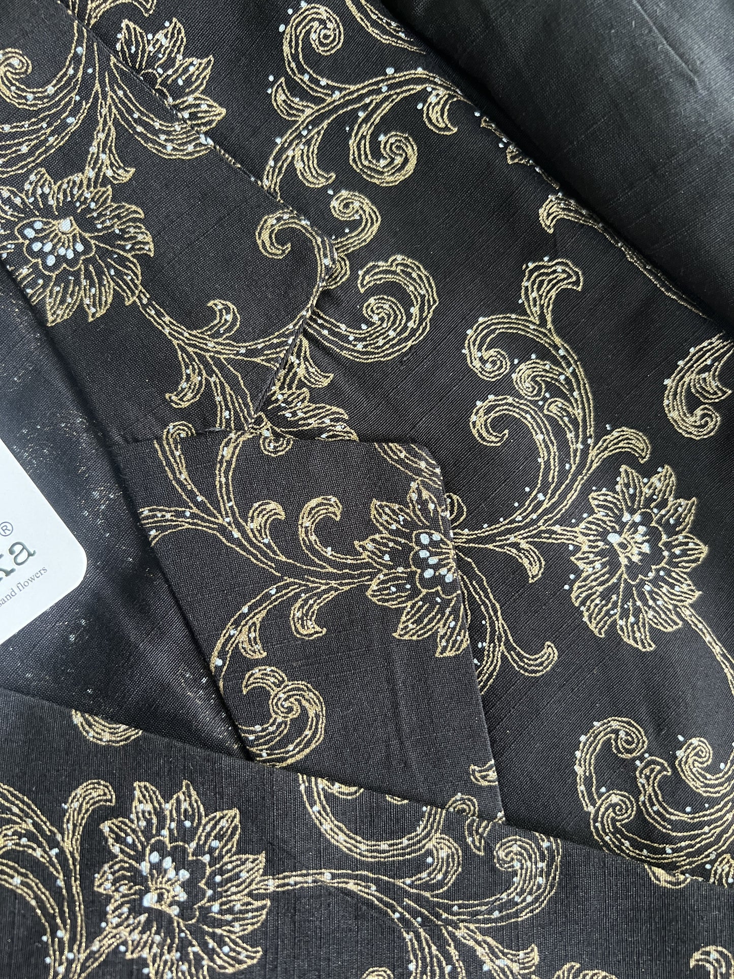 Anvitha - Silk Cotton Printed wrap top and skirt - Black