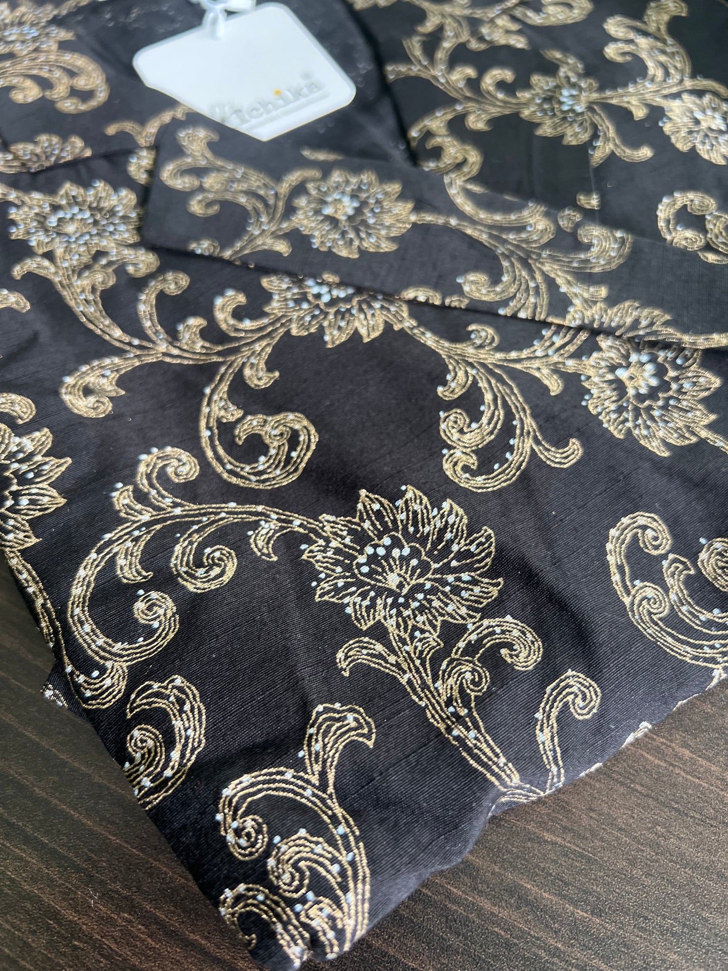 Anvitha - Silk Cotton Printed wrap top and skirt - Black