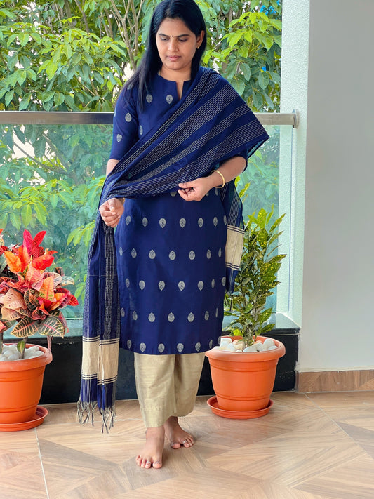 Nayanthara - Silk cotton Weaving Kurta set with dupatta