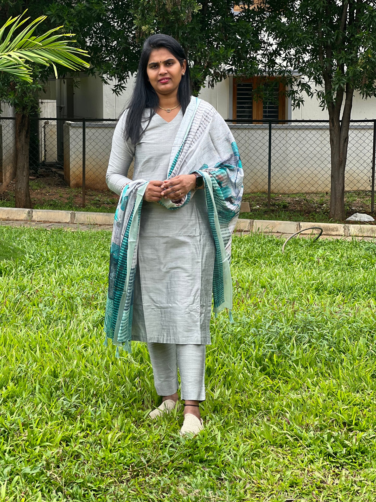 Amulya - Silver Silk cotton set