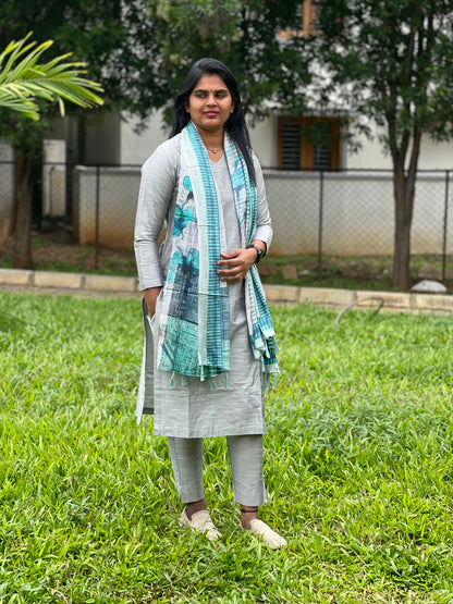 Amulya - Silver Silk cotton set