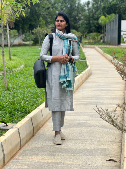 Amulya - Silver Silk cotton set
