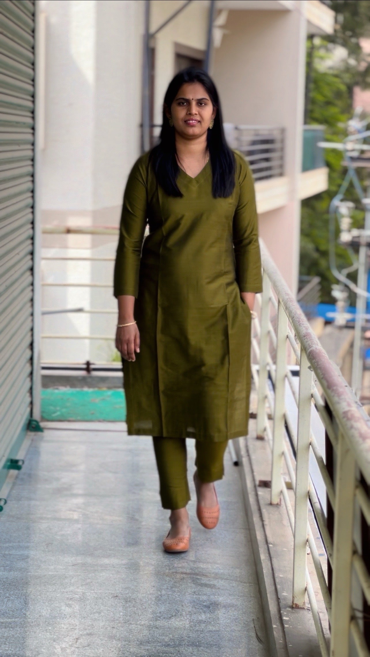 Srinidhi - Silk Cotton Kurta Set - Mehandhi Green