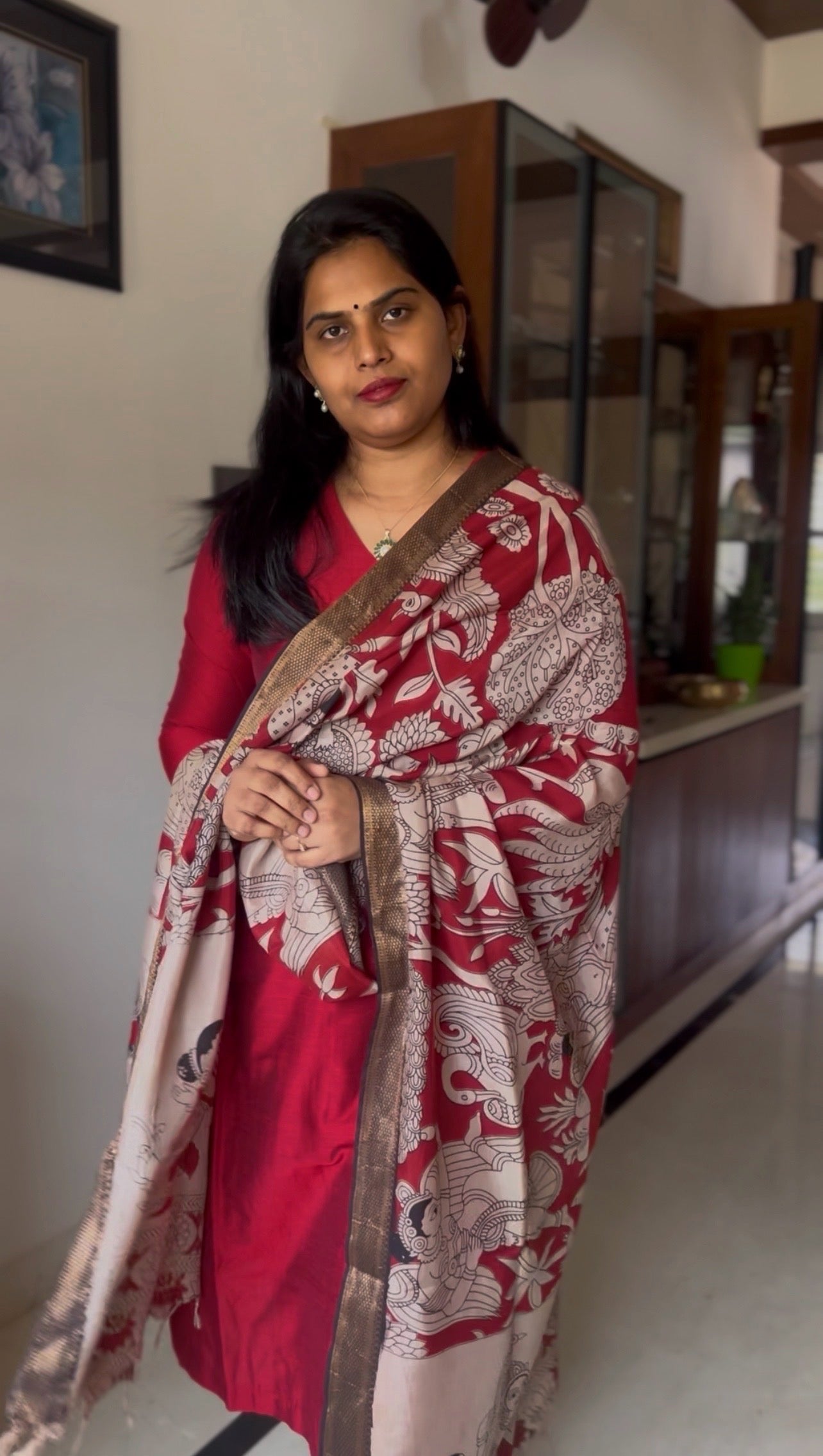 Raaga - Maroon Silk cotton set