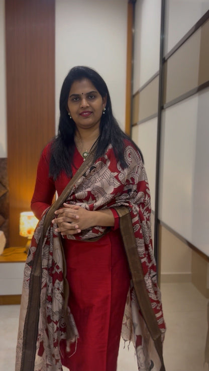 Raaga - Maroon Silk cotton set