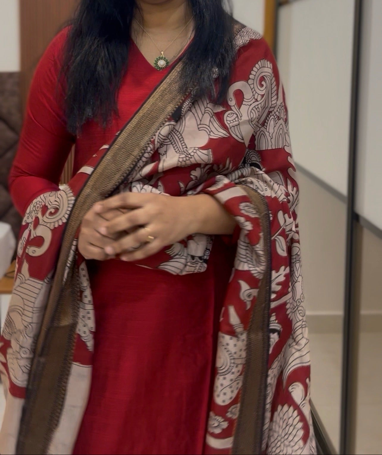 Raaga - Maroon Silk cotton set