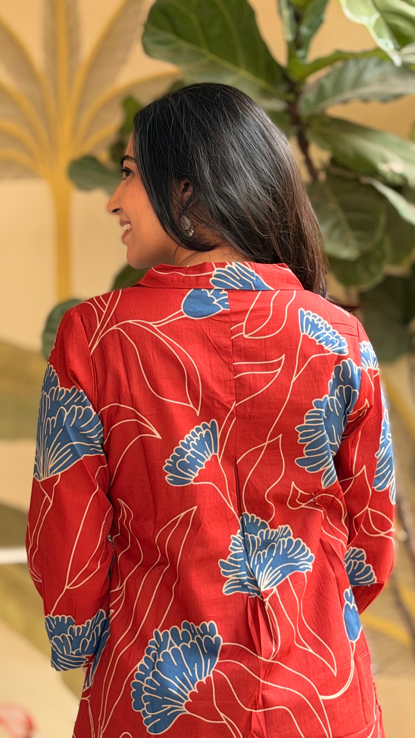 Mrunal Contemporary Floral Set - Brick Red