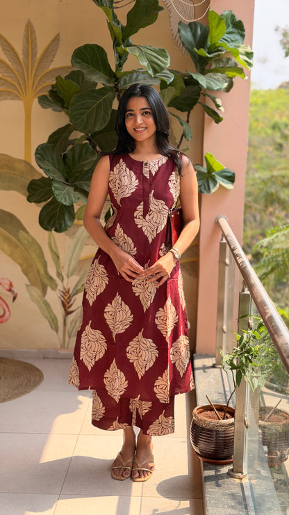 Swathi - Breezy Maroon Floral Cotton Coord