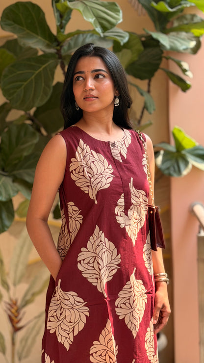 Swathi - Breezy Maroon Floral Cotton Coord