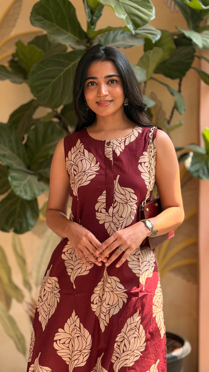 Swathi - Breezy Maroon Floral Cotton Coord