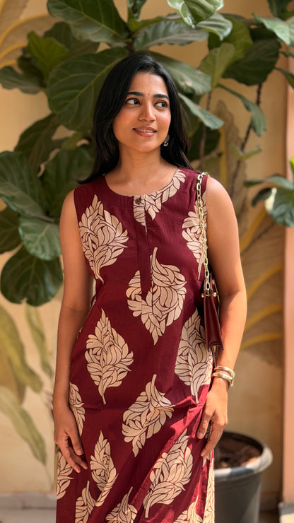 Swathi - Breezy Maroon Floral Cotton Coord