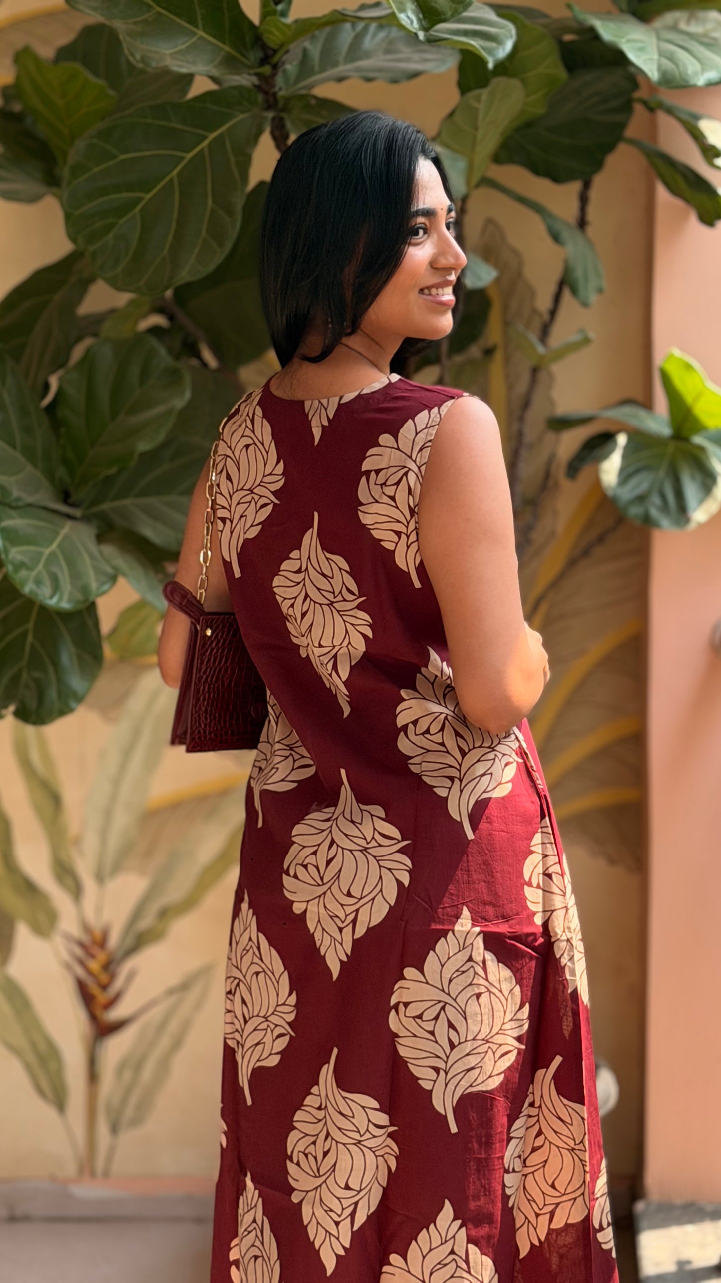 Swathi - Breezy Maroon Floral Cotton Coord
