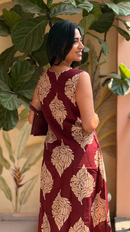 Swathi - Breezy Maroon Floral Cotton Coord