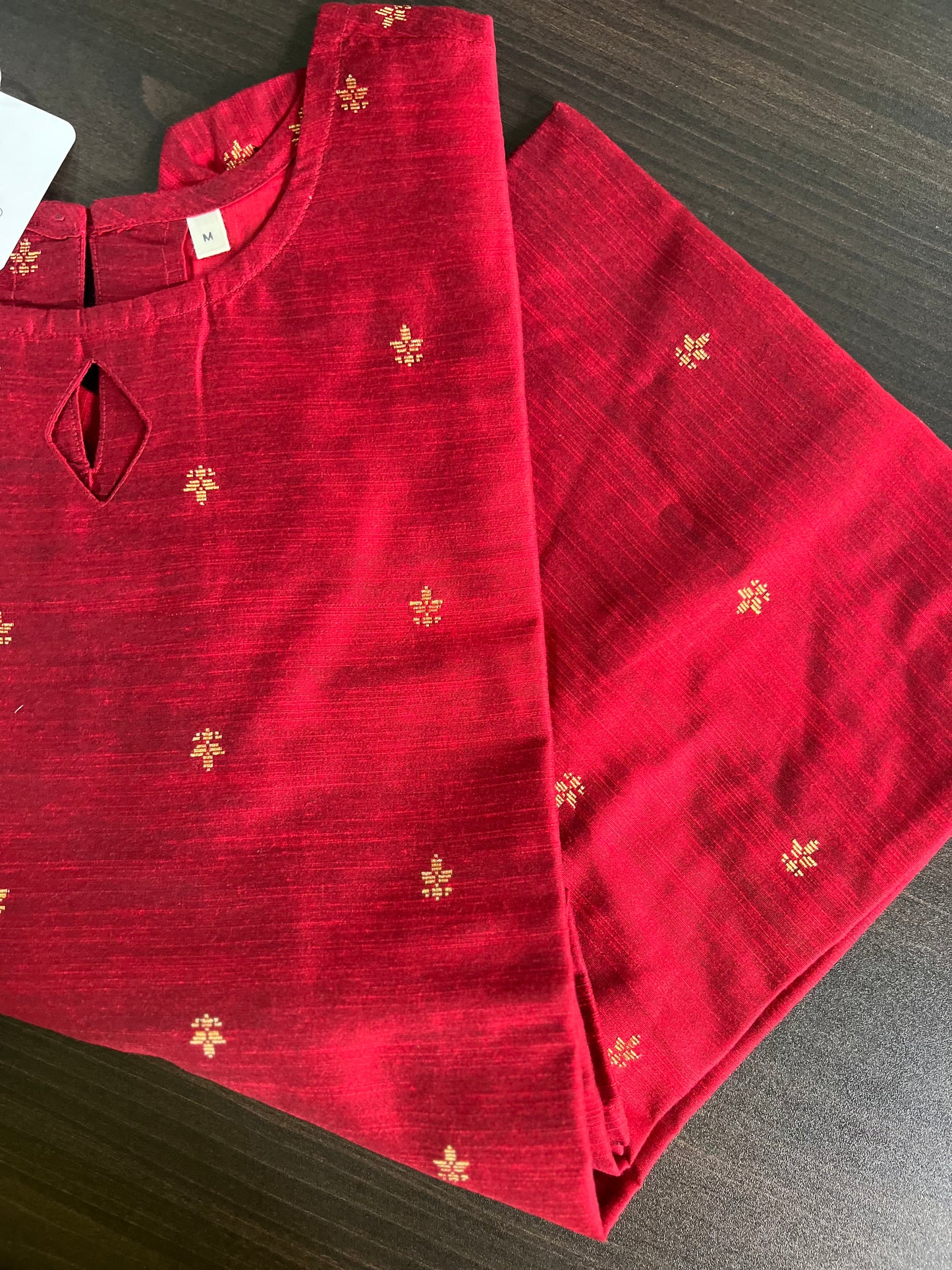 Nandika - Cotton Silk Weave Kurta - Maroon