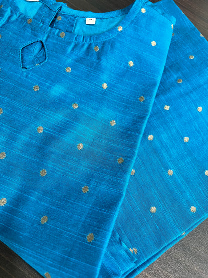 Advika - Cotton Silk Weave Kurta - Blue