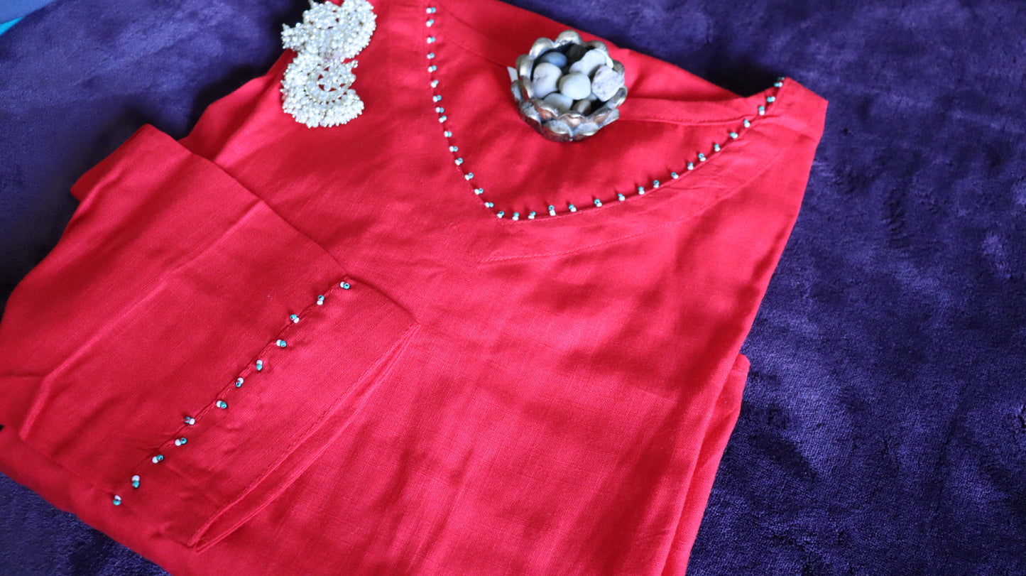 Solid kurti - Red
