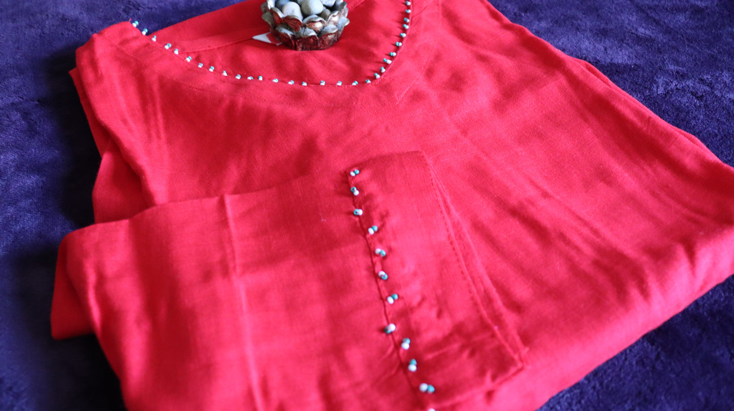 Solid kurti - Red