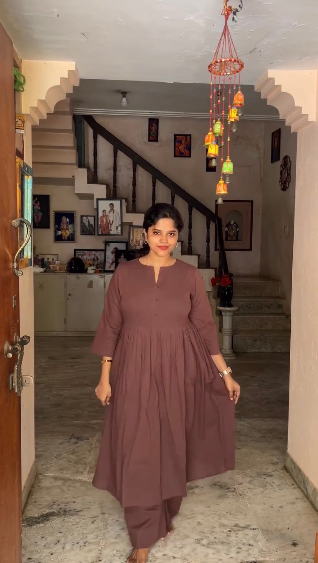 Nithya - Premium Cotton Coord Set - Brown