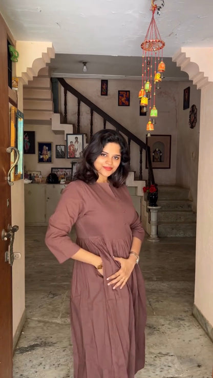 Nithya - Premium Cotton Coord Set - Brown