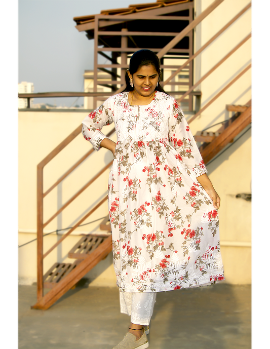 Chikankari kurti - White